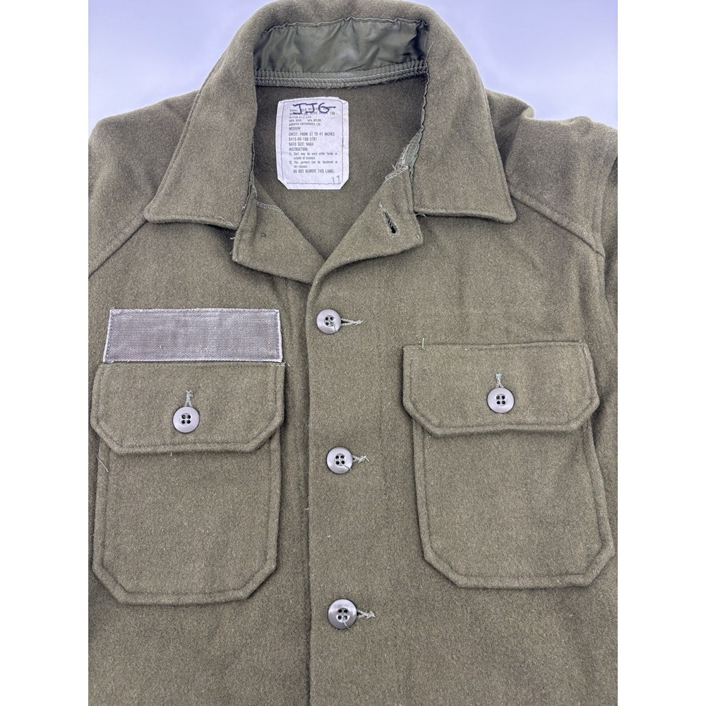 US Military OG 108 Wool Field Shirt Olive Green Cold Medium Vintage Coat Issued